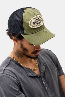 Von Dutch Khaki Herringbone Trucker Cap