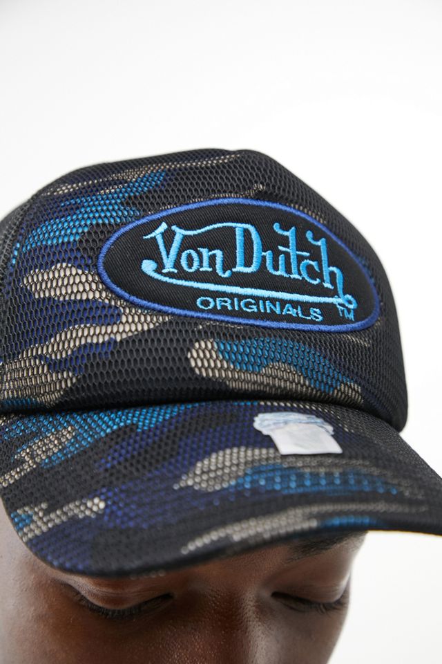 Von Dutch Camo Cap - Blue Von Dutch Blue Camo Print Trucker Hat | Urban Outfitters UK main image 4