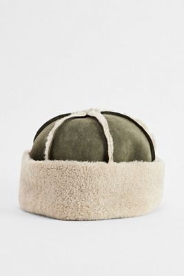 UO Cappello Docker in Finta Pelle Scamosciata Verde