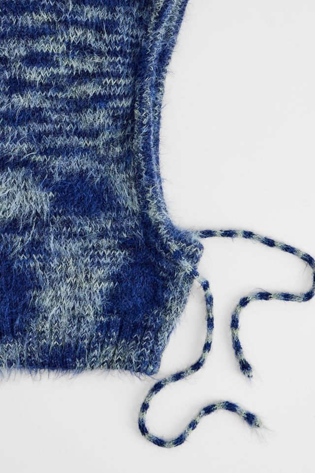 UO Blue Fluffy Twist Hood #1