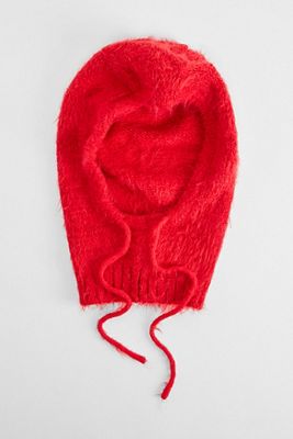 UO Red Fluffy Hood