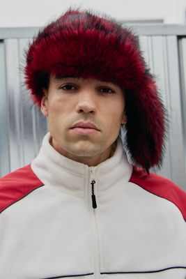 UO Red Faux Fur Trapper Hat