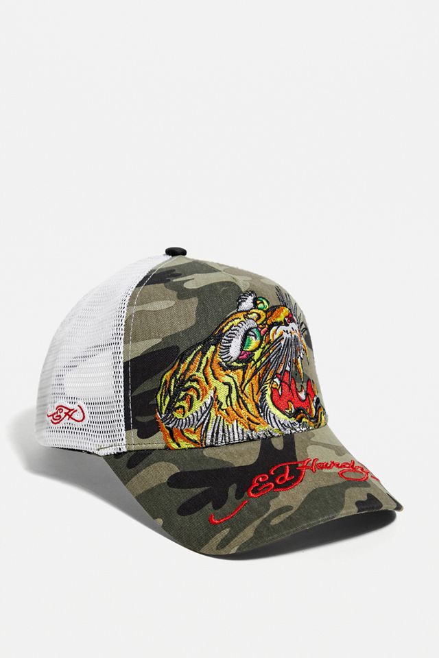 Ed Hardy - Casquette camionneur imprimé camouflage et tigre #1