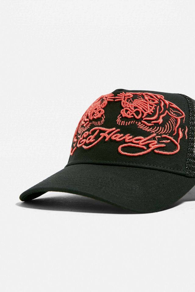 Ed Hardy Black Twillfront Mesh Trucker Hat #1