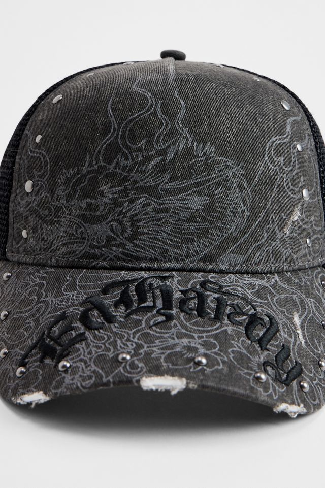 Ed Hardy UO Exclusive Washed Black Trucker Cap #2
