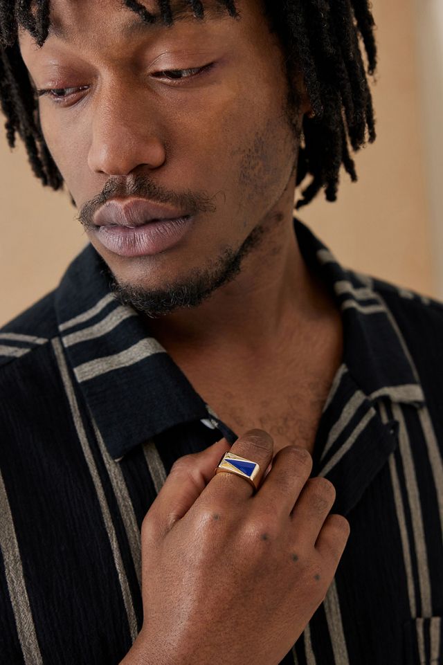 Chapter 19 Gold-Tone Pennant Flag Signet Ring | Urban Outfitters UK