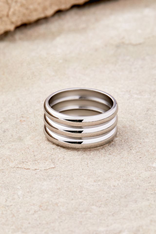 Ribbed Stainless Steel Ring | Urban Outfitters UK