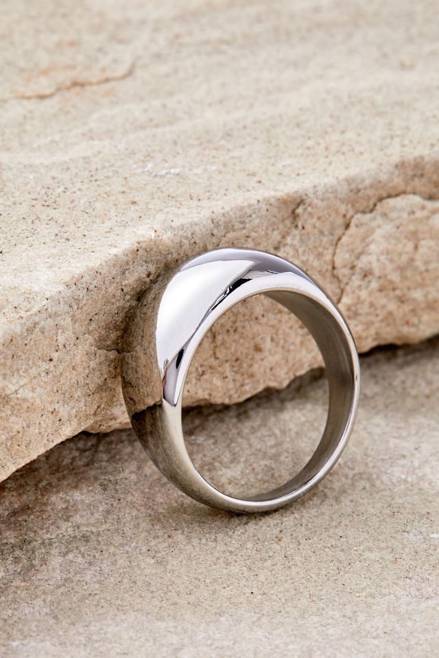 Smooth Stainless Steel Signet Ring Urban Outfitters UK