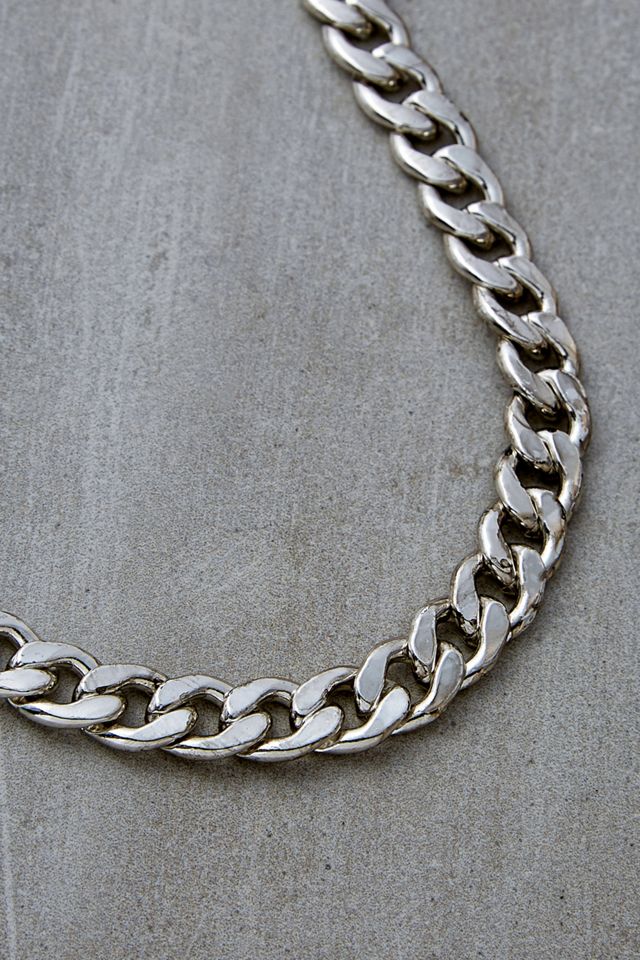 Silver-Plated Statement Curb Chain Necklace #1