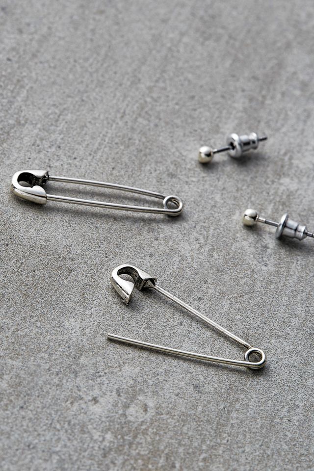 Safety Pin Silver-Plated Earrings Pack #1