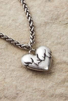 Silence + Noise Flaming Heart Pendant Necklace - Silver ALL at Urban Outfitters