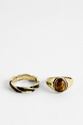 Silence + Noise Ringe Edelstein Twist 2er-Pack