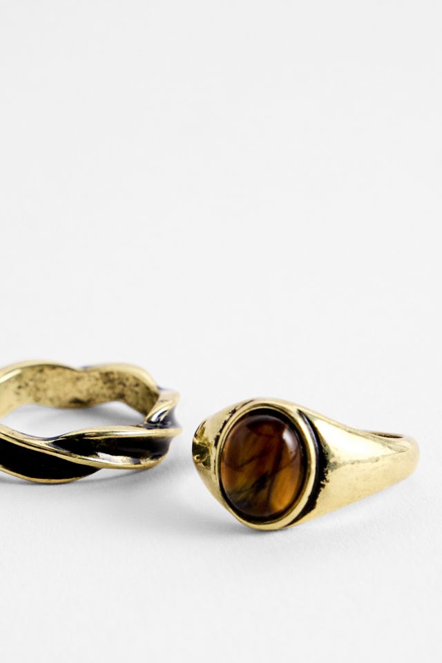 Paquete de 2 Anillos Retorcidos con Gemas Silence + Noise #1