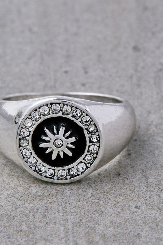 Chevalière argent plaqué et soleil en cristal #1