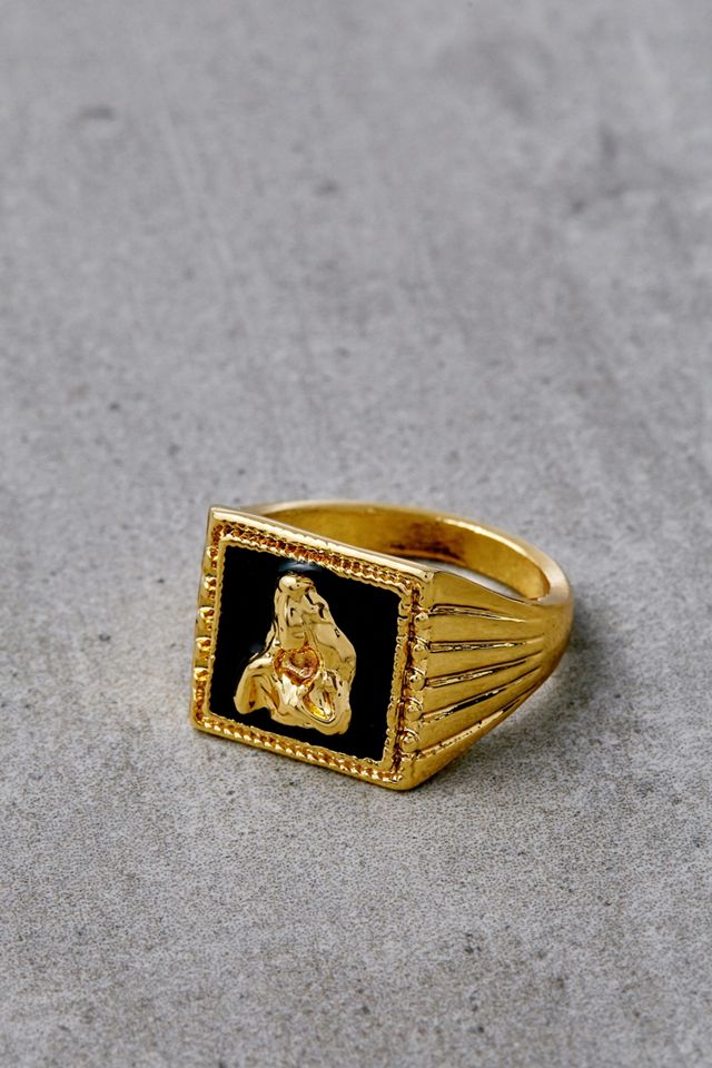 Statement GoldPlated Box Ring Urban Outfitters UK