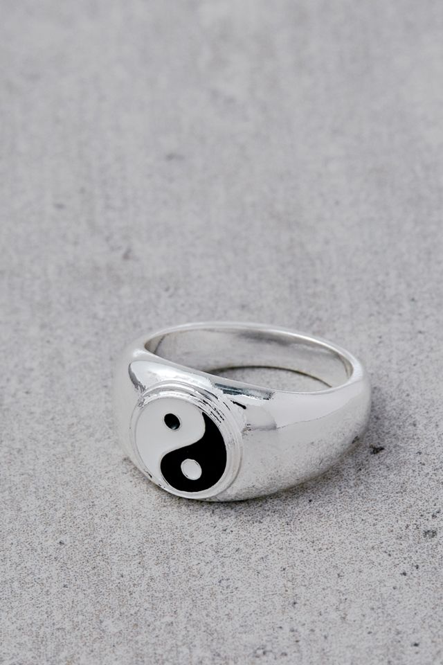 SilverPlated Yin & Yang Enamel Ring Urban Outfitters UK