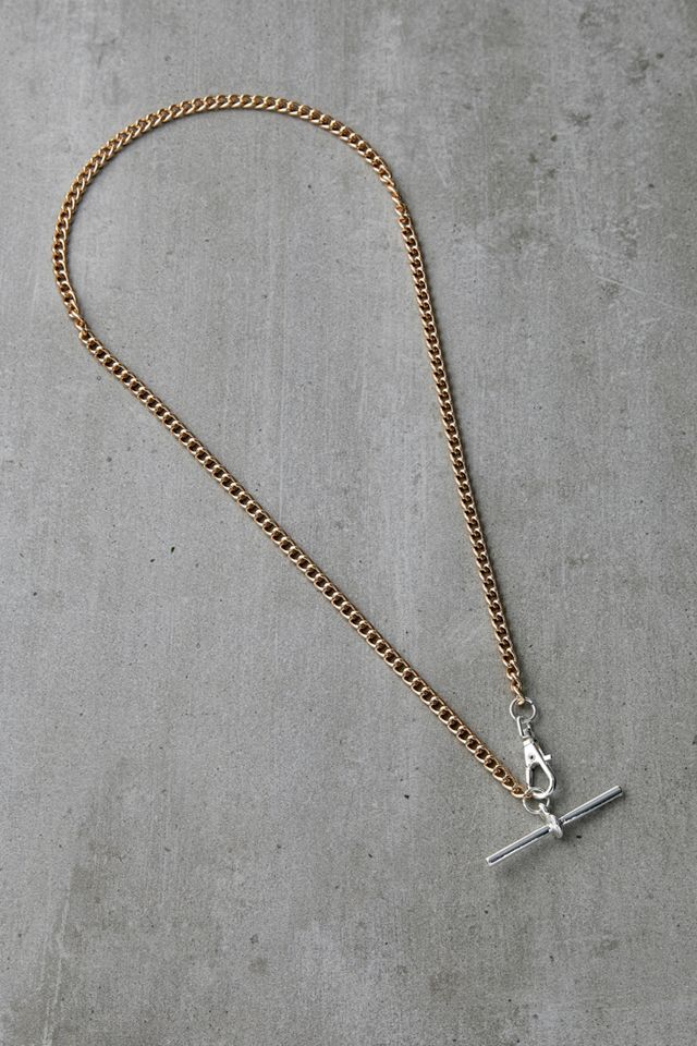 Collar de barra en T de metal encadenado y capaz #1