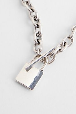 Silence + Noise Lock Chain Pendant Choker Necklace