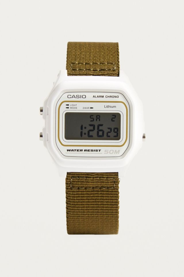 Casio Classic Cloth Strap Khaki Digital Watch Urban Outfitters UK