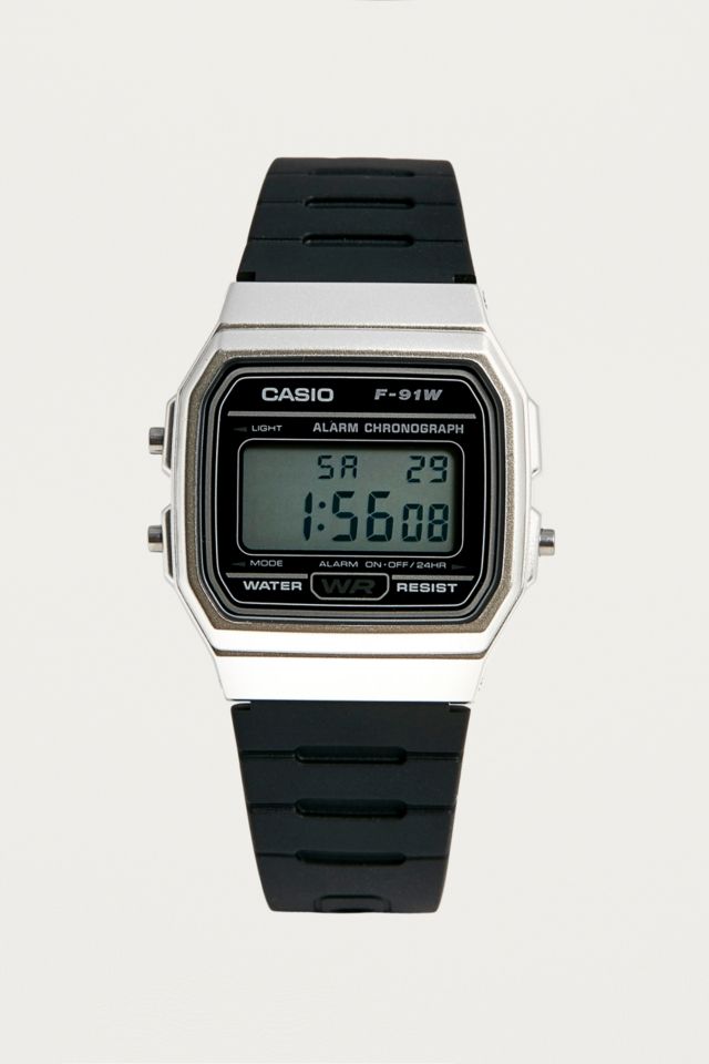 Casio F91W 1 Black And Silver Watch Urban Outfitters UK