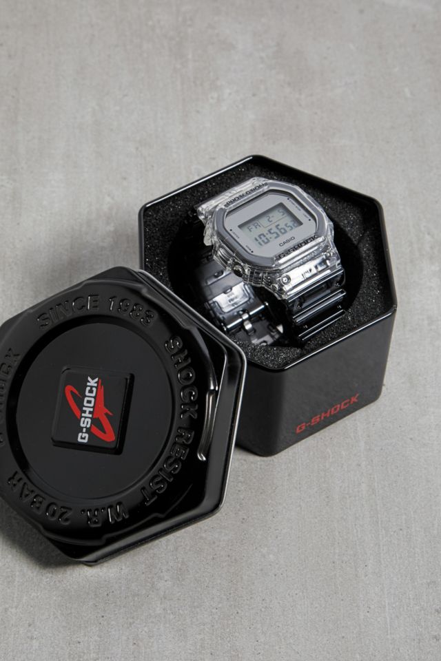 Casio G Shock DW5600 Skeleton Clear Watch Urban Outfitters UK