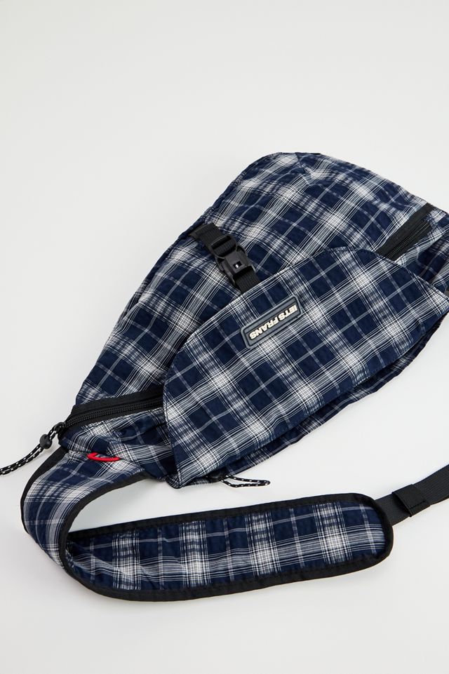 Sac à dos à une bretelle à carreaux bleu marine iets frans... #1