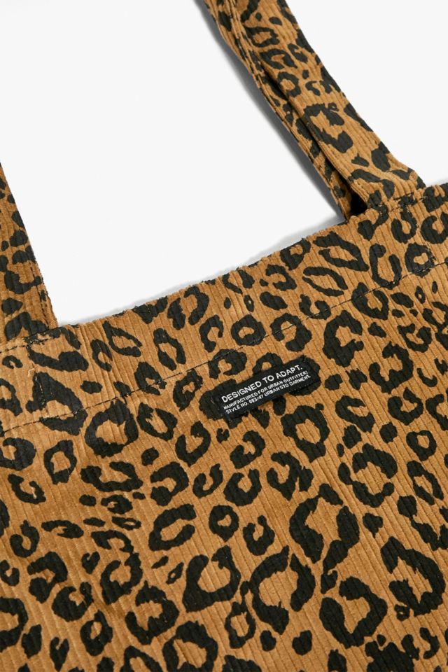 UO Leopard Print Corduroy Tote Bag