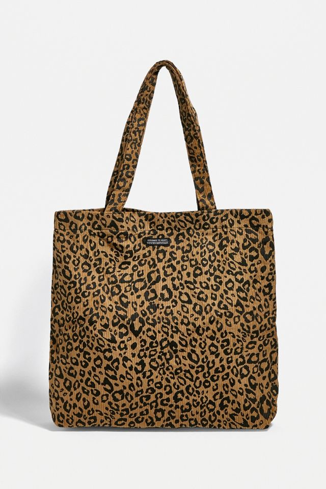 UO Leopard Print Corduroy Tote Bag