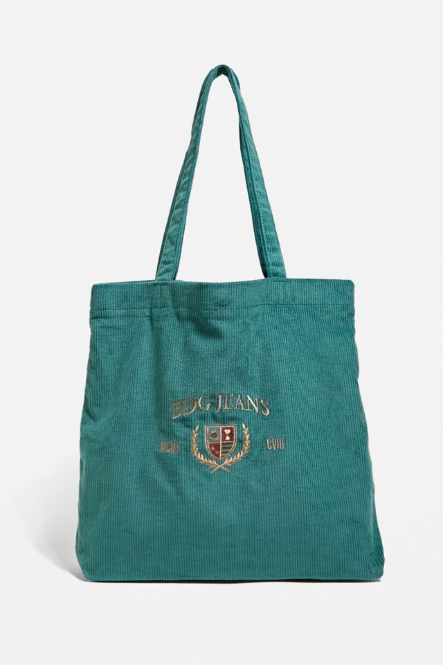 BDG Green Corduroy Tote Bag