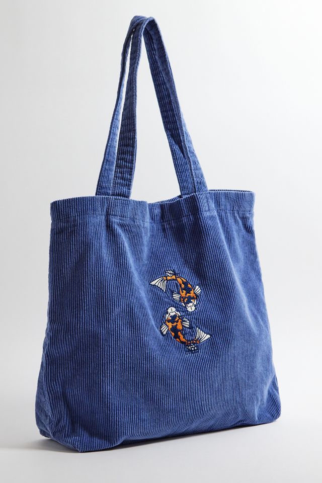 UO Blue Koi Corduroy Tote Bag  #2