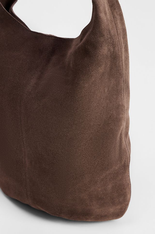 Borsa a Tracolla in Pelle Scamosciata Marrone Cioccolato UO #2