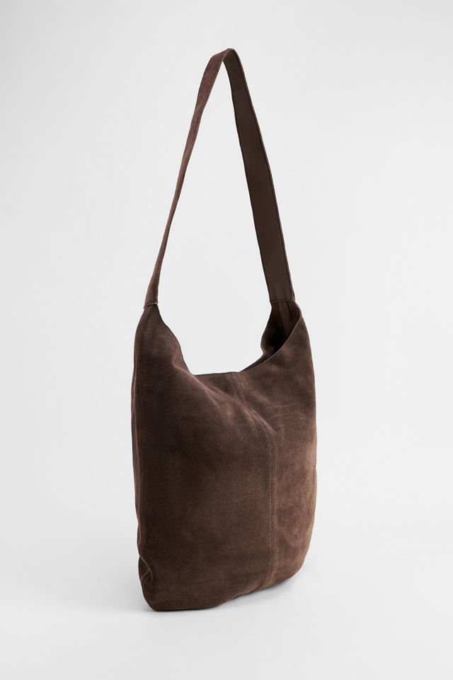 Borsa a Tracolla in Pelle Scamosciata Marrone Cioccolato UO #3