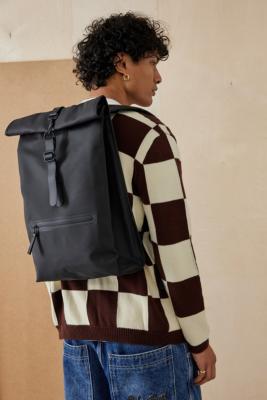 Rains Black Rolltop Rucksack | Urban Outfitters UK