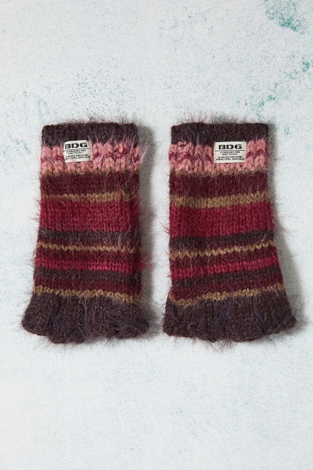 BDG – Fingerlose Handschuhe in Rot mit Streifen  #1