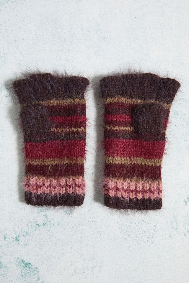 BDG – Fingerlose Handschuhe in Rot mit Streifen  #2