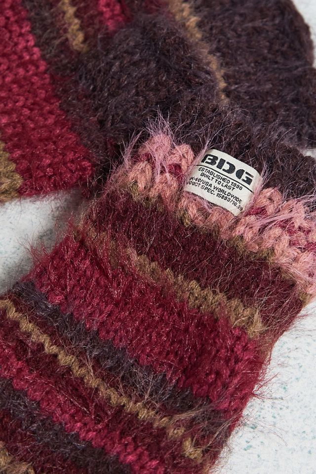 BDG – Fingerlose Handschuhe in Rot mit Streifen  #3
