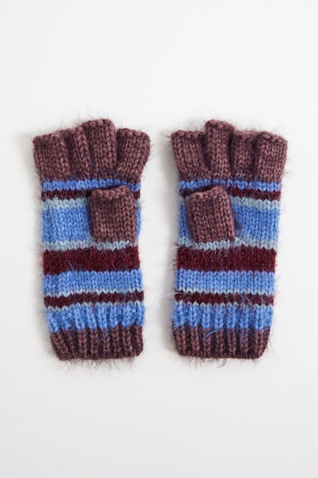 iets frans... Burgundy Stripe Fingerless Gloves #1