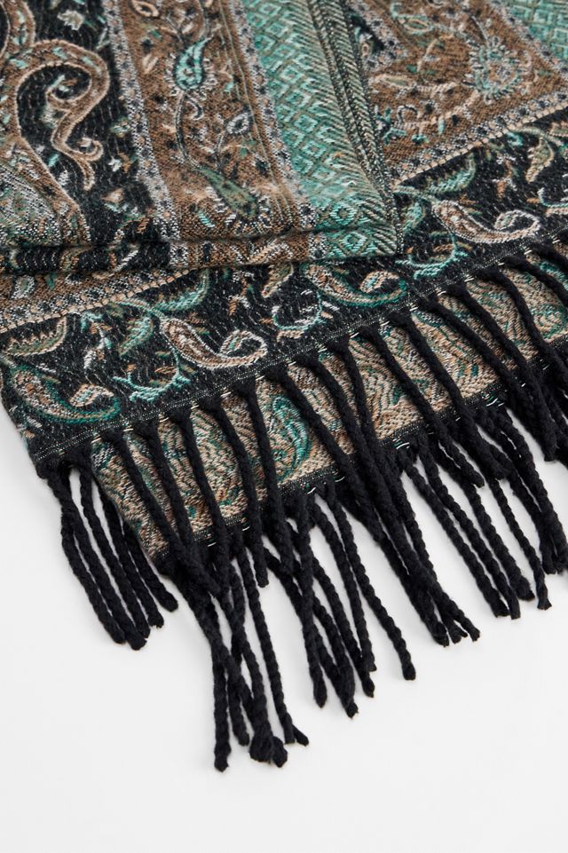 UO Blauer Paisley-Strickschal #1
