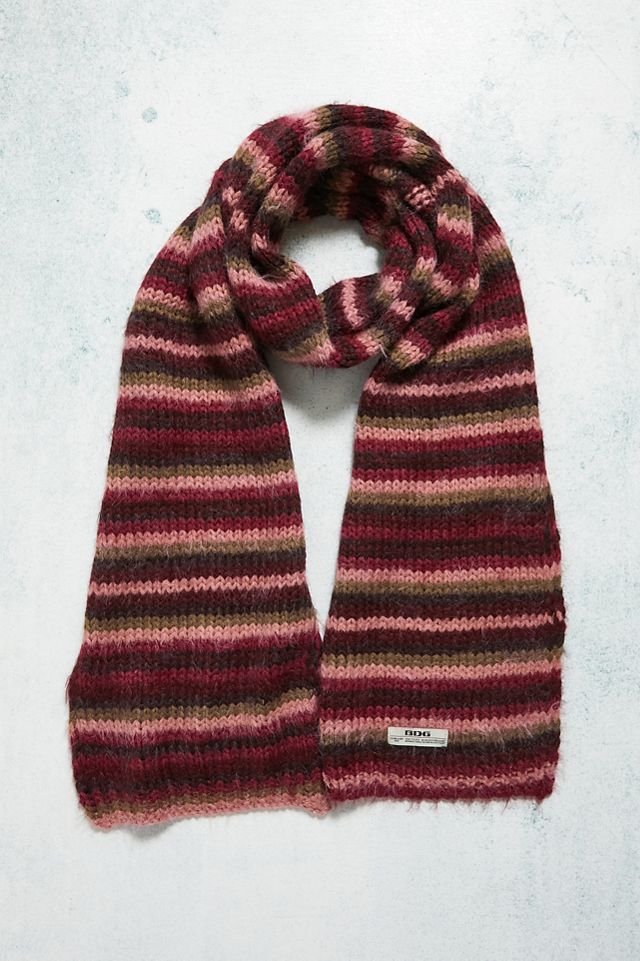 BDG Pink Eyelash Knit Striped Scarf  #1