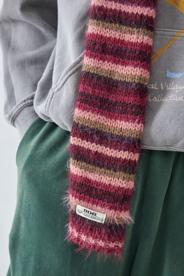 BDG Pink Eyelash Knit Striped Scarf  #2