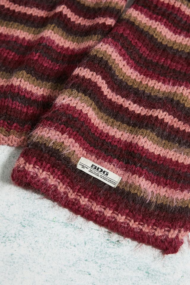 BDG Pink Eyelash Knit Striped Scarf  #3