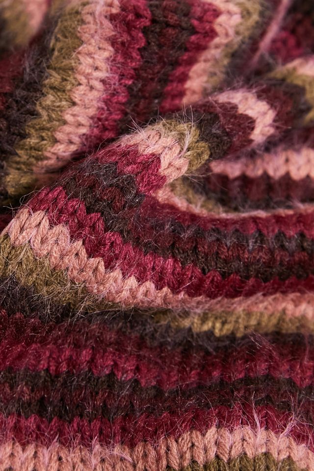BDG Pink Eyelash Knit Striped Scarf  #4