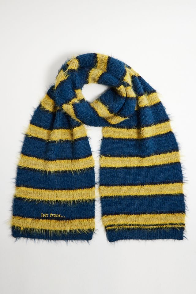 iets frans... Yellow Stripe Eyelash Knit Scarf #1