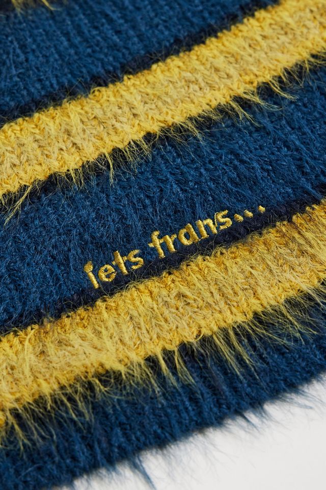 iets frans... Yellow Stripe Eyelash Knit Scarf #2
