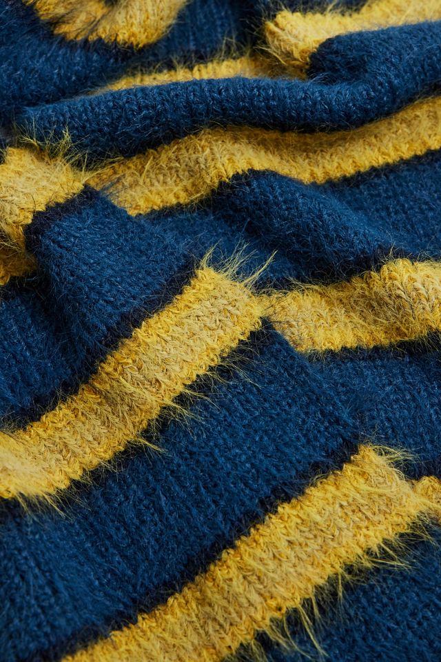 iets frans... Yellow Stripe Eyelash Knit Scarf #3