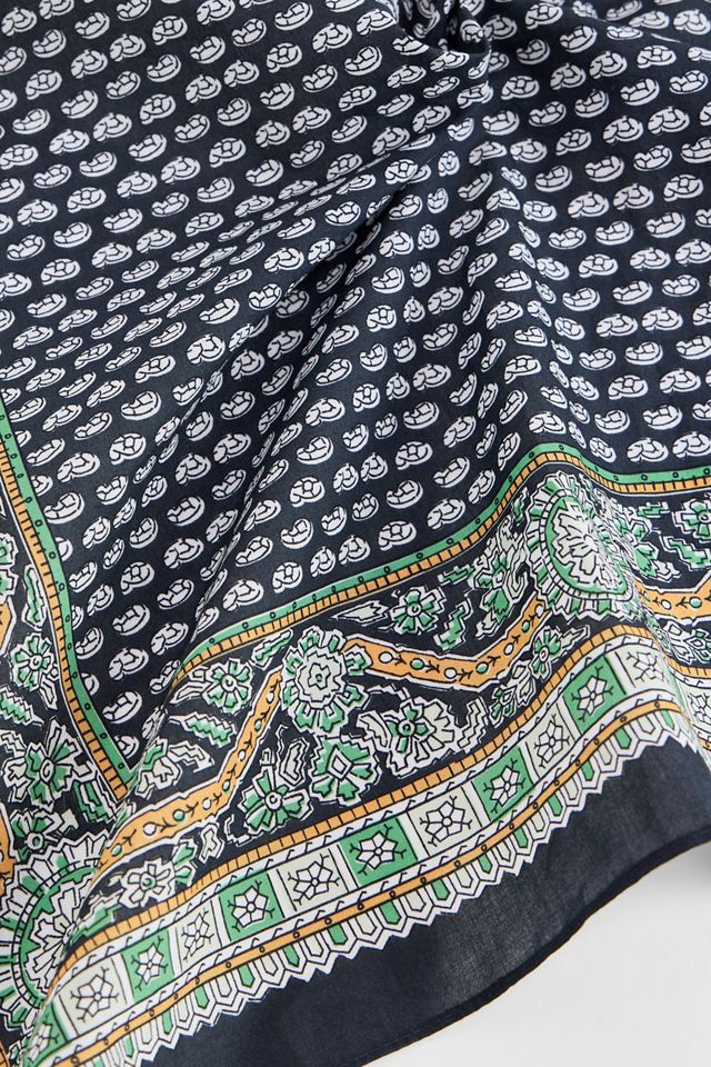 UO Navy & Green Tile Cotton Headscarf #2