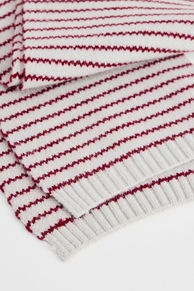 BDG Grey & Red Striped Thin Scarf #1