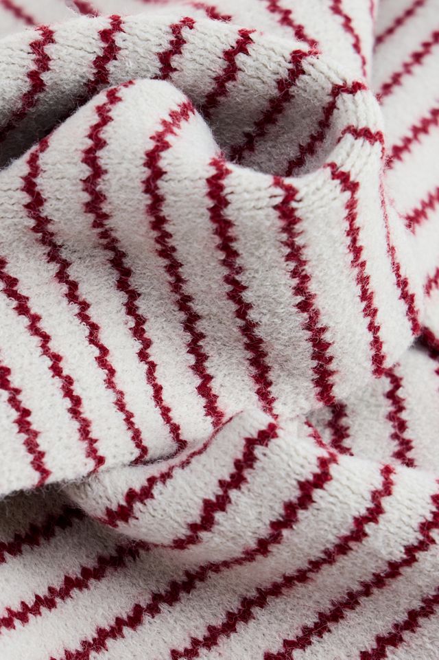 BDG Grey & Red Striped Thin Scarf #2