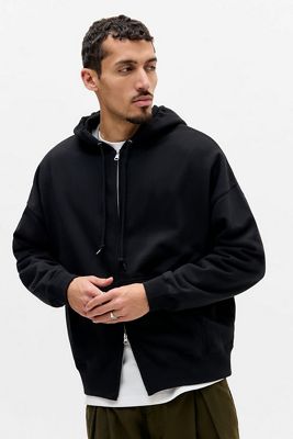 United Athle Schwarzer Schwerer Kapuzenpullover mit Weiter Passform