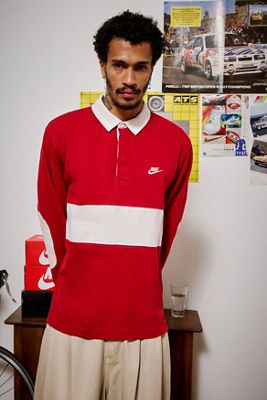 Nike Club Rotes Langarm-Rugby-Oberteil
